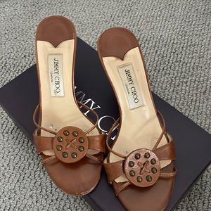 Jimmy Choo leather sandal with kitten heel